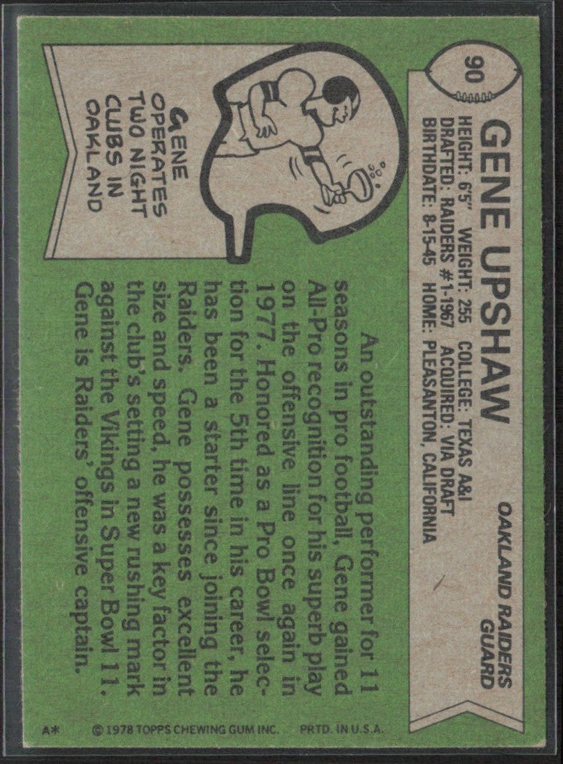 Gene Upshaw 1978 Topps #90 Oakland Raiders