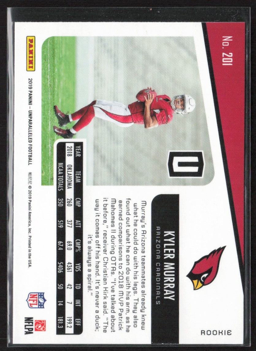 Kyler Murray 2019 Panini Unparalleled RC #201 Arizona Cardinals