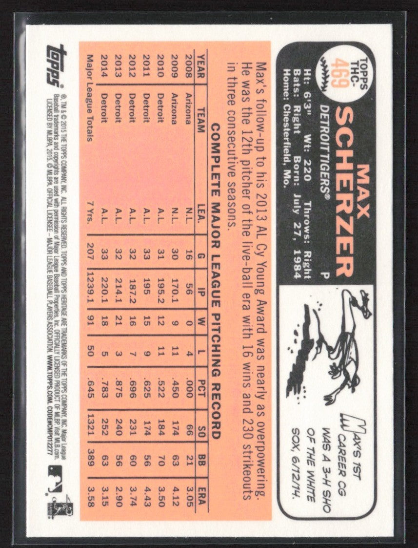Max Scherzer 2015 Topps Heritage Retail Foil #THC-469 Detroit Tigers