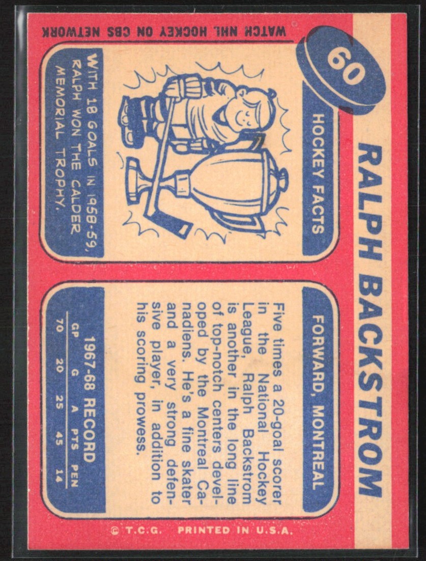 Ralph Backstrom 1968 Topps #60 Montreal Canadiens