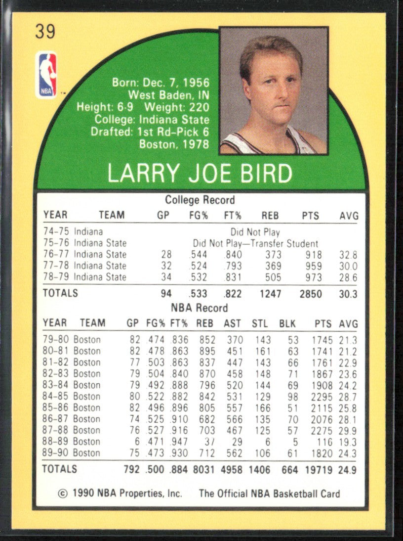 Larry Bird 1990 Hoops #39 Boston Celtics