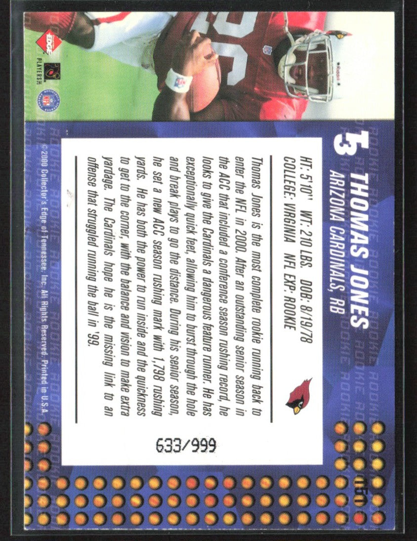 Thomas Jones 2000 Collector's Edge T3 RC /999 #151 Arizona Cardinals