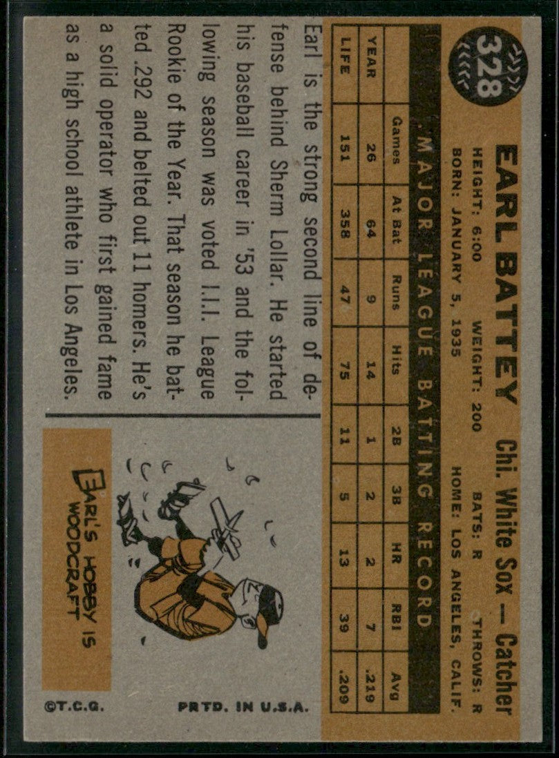 Earl Battey 1960 Topps #328 Chicago White Sox