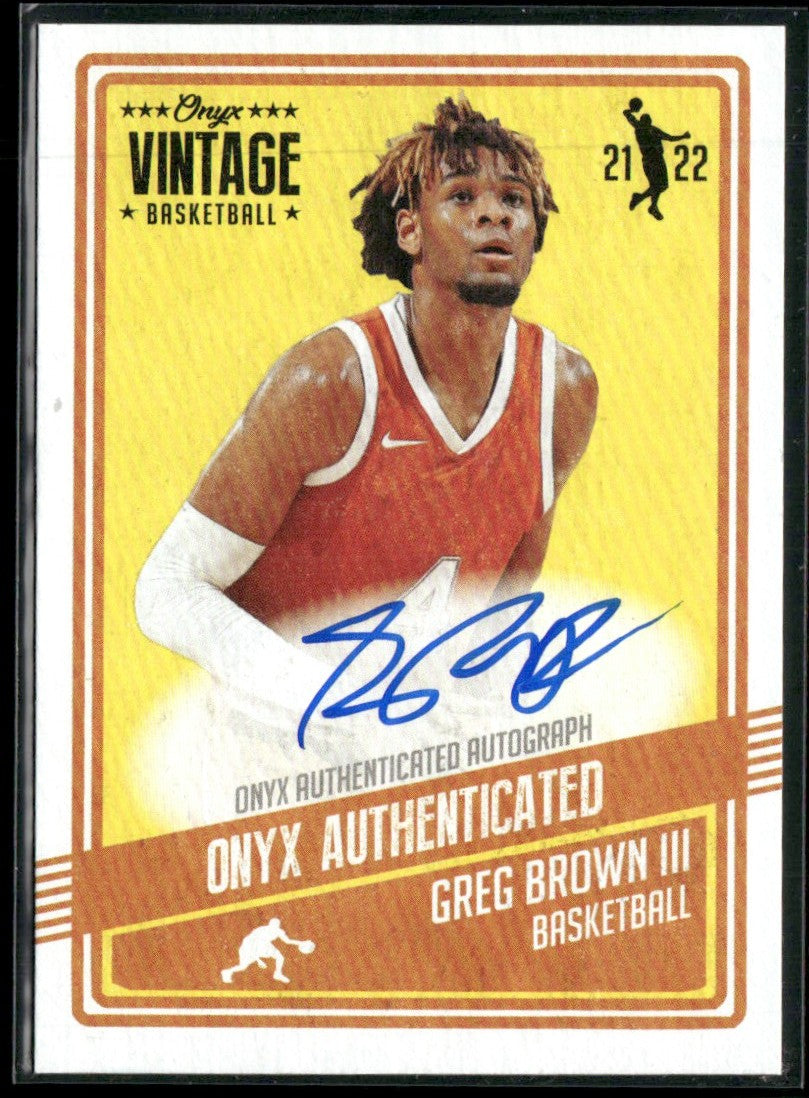 Greg Brown III 2021 Onyx Vintage AUTO #VAGB University of Texas