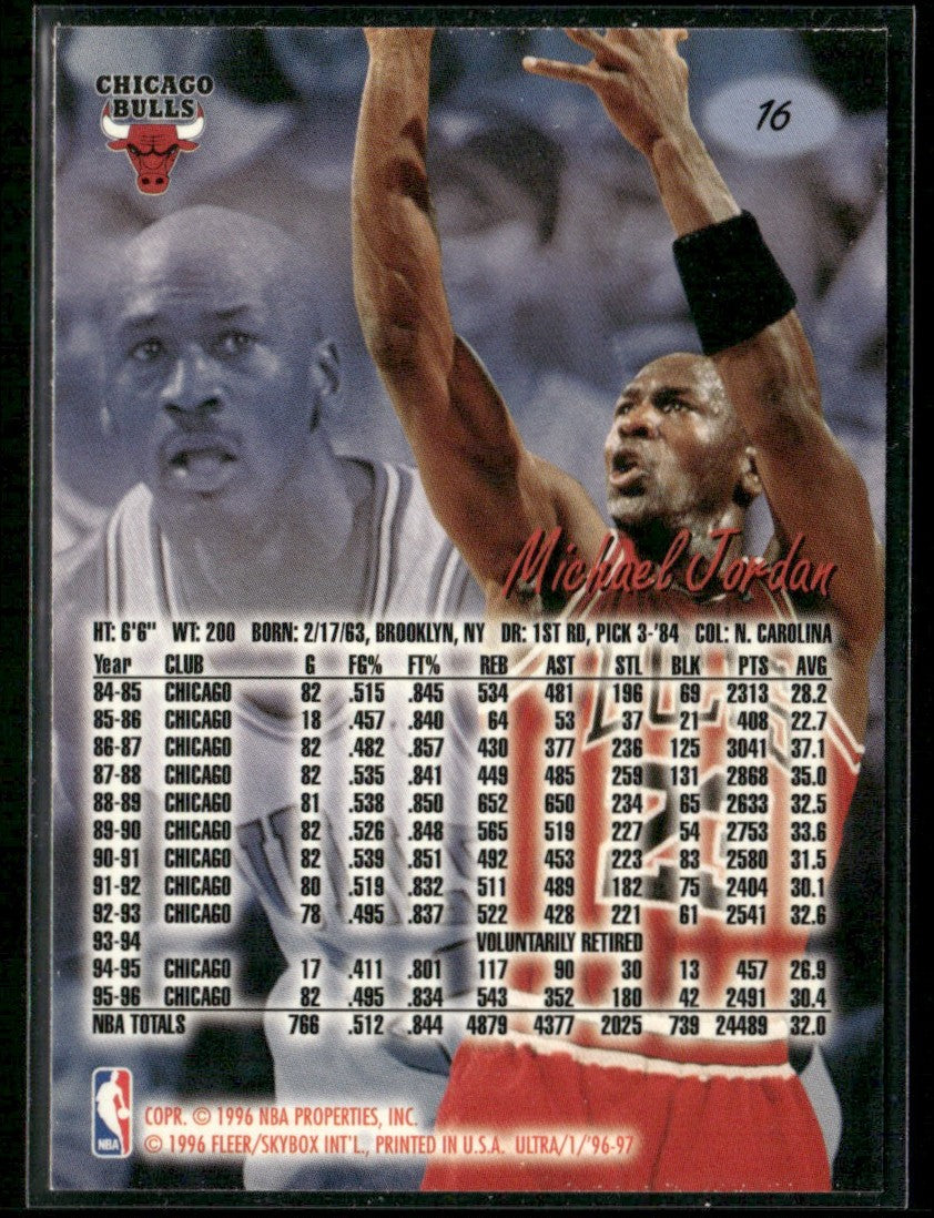 Michael Jordan 1996 Fleer Ultra #16 Chicago Bulls