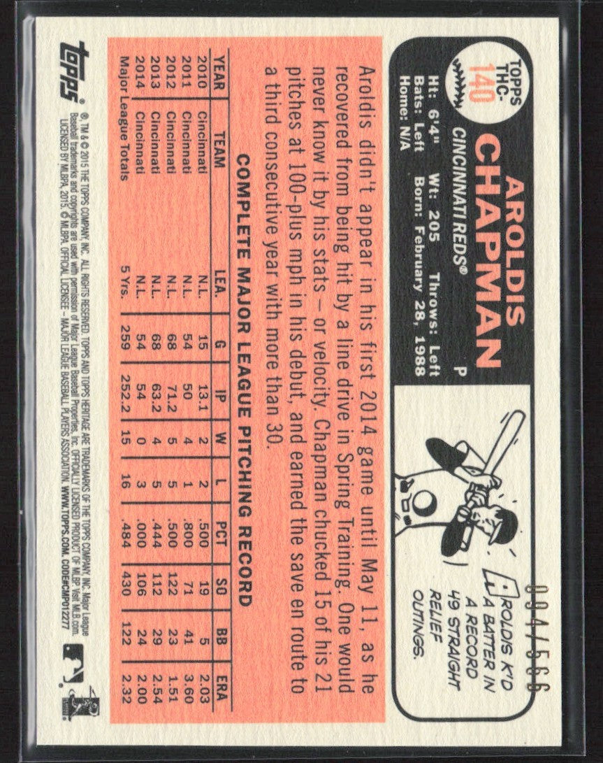 Aroldis Chapman 2015 Topps Heritage Chrome Refractor /566 #THC-140