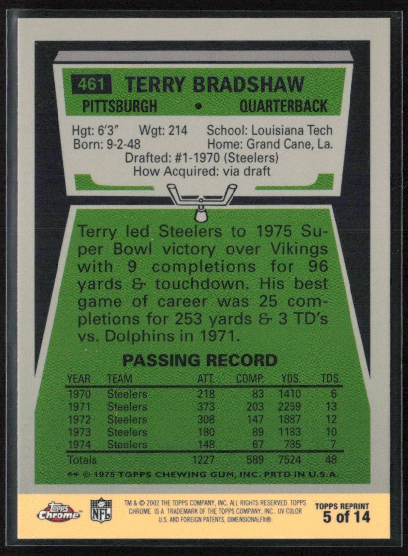 Terry Bradshaw 2002 Topps Chrome Commemorative Reprint 461 #5