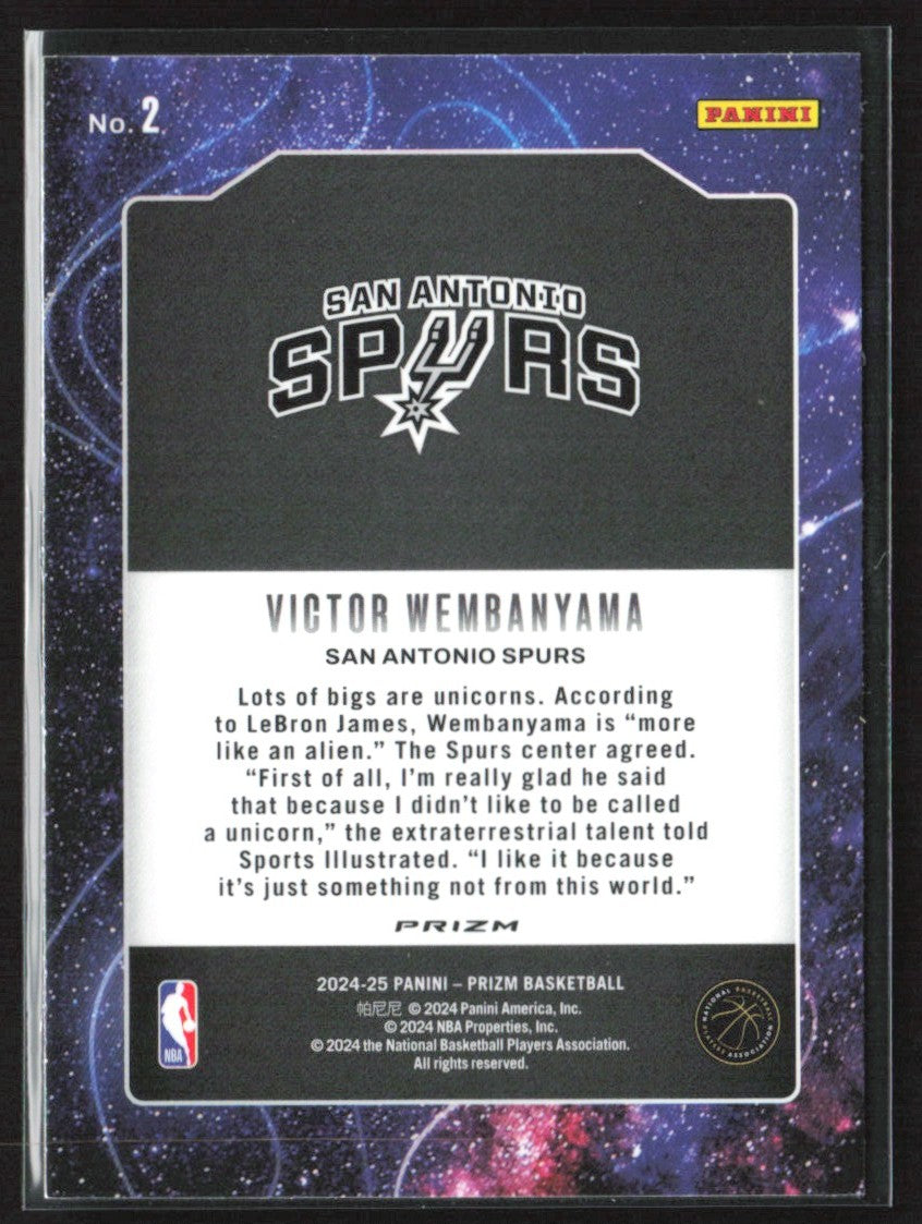 Victor Wembanyama 2024 Panini Prizm Deep Space Silver #2 San Antonio Spurs