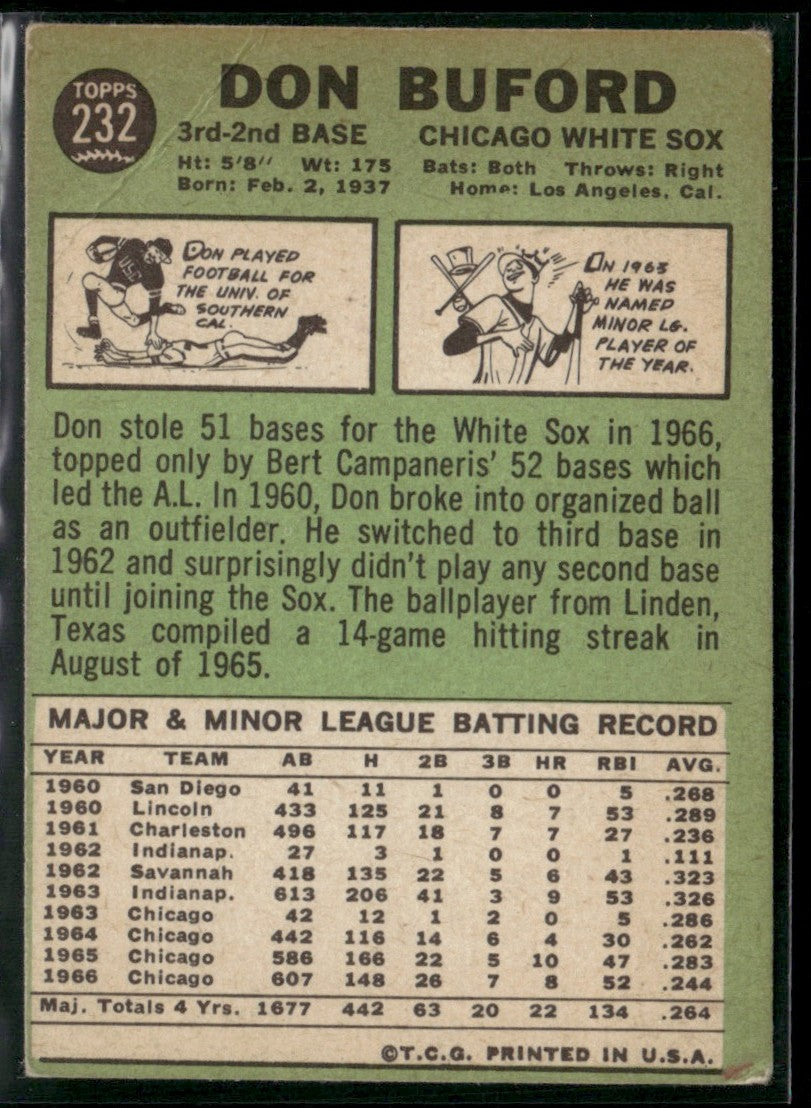 Don Buford 1967 Topps #232 Chicago White Sox