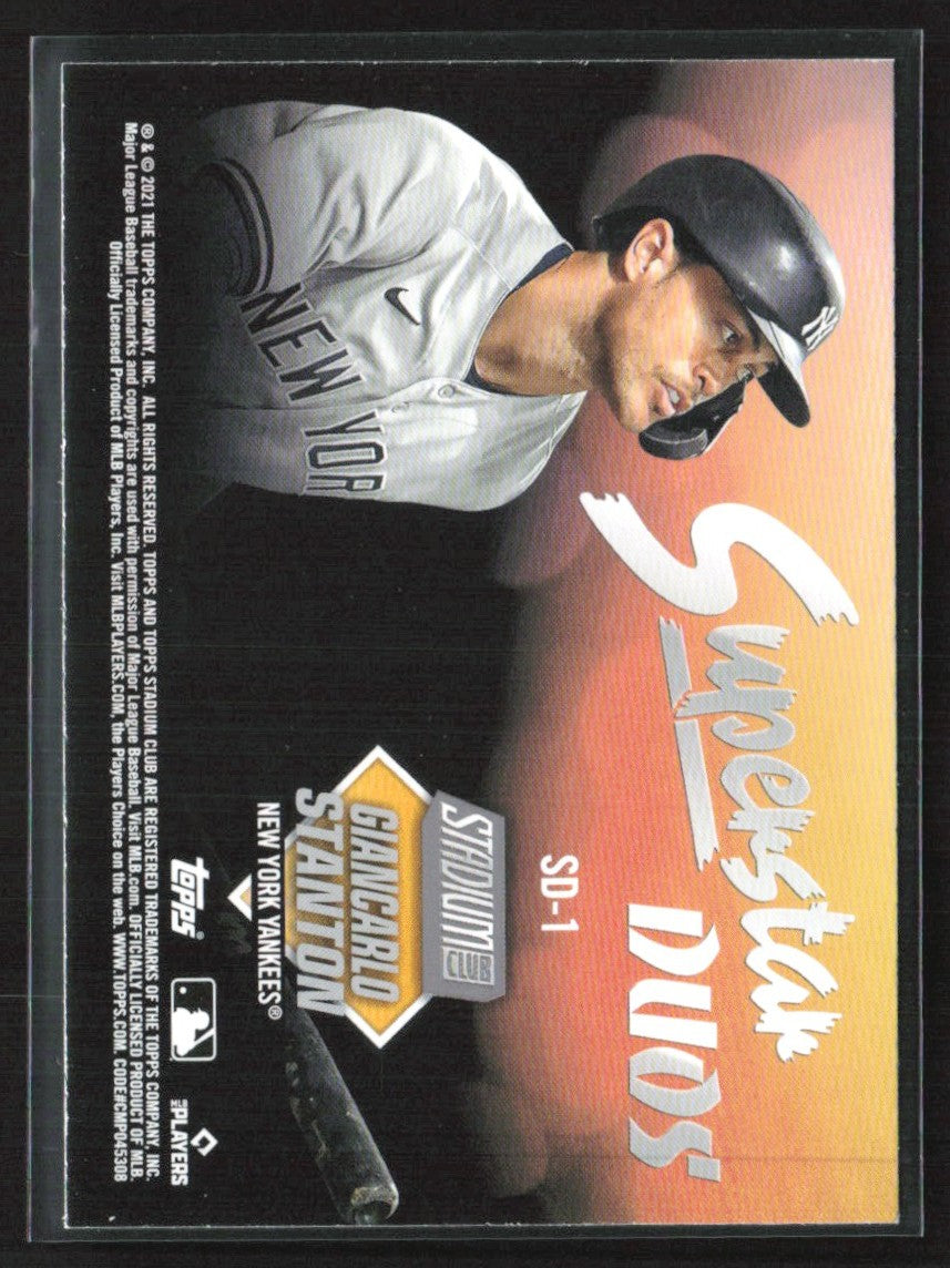 Aaron Judge/Giancarlo Stanton 2021 Topps Stadium Club Superstar Duos #SD-1