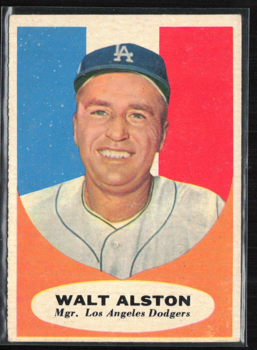 Walt Alston 1961 Topps Sticker on Back Los Angeles Dodgers