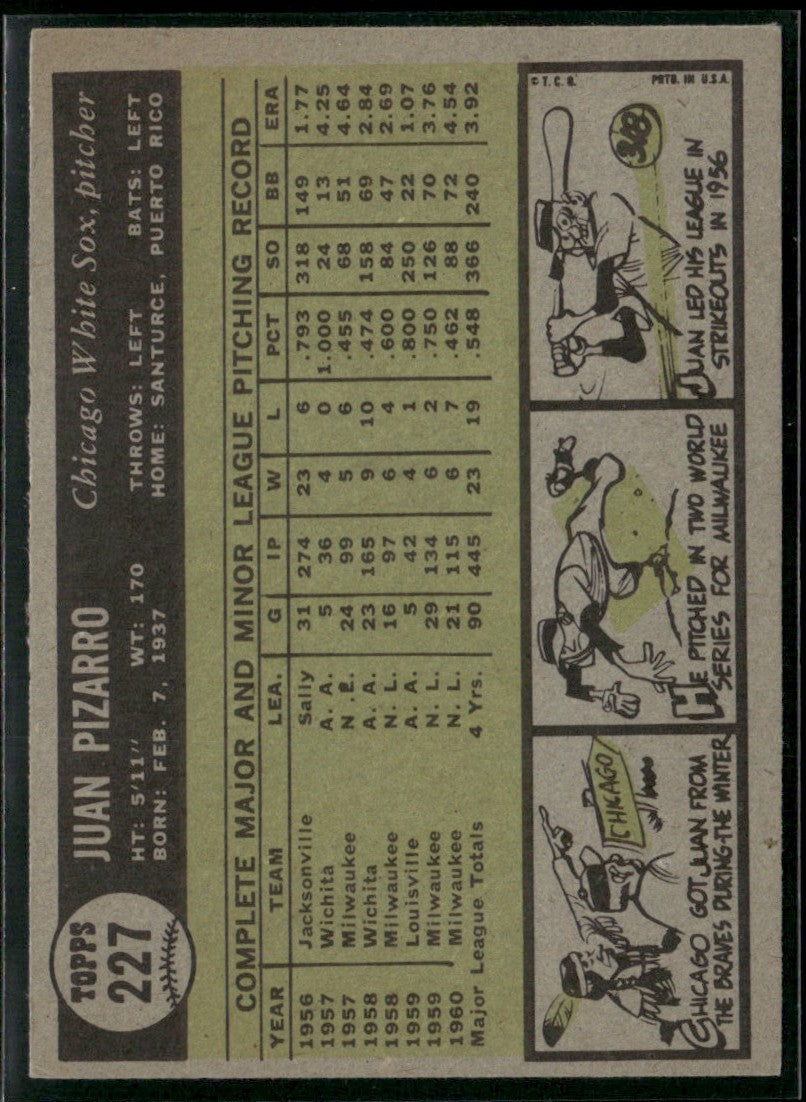 Juan Pizarro 1961 Topps #227 Chicago White Sox
