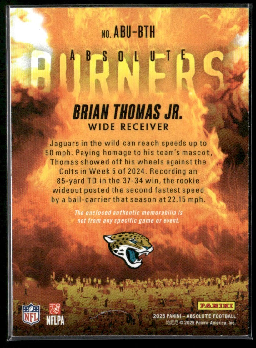 Brian Thomas Jr 2025 Panini Absolute Burners Jersey #ABU-BTH