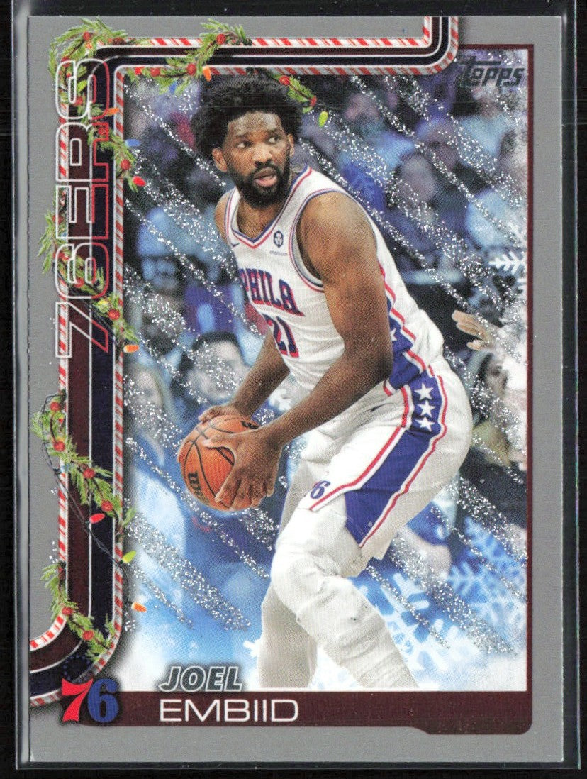 Joel Embiid 2025 Topps Holiday Silver Glitter #H18 Philadelphia 76ers