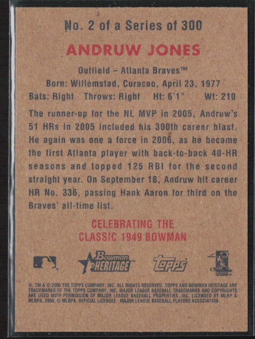 Andruw Jones 2006 Bowman Heritage #2 Atlanta Braves