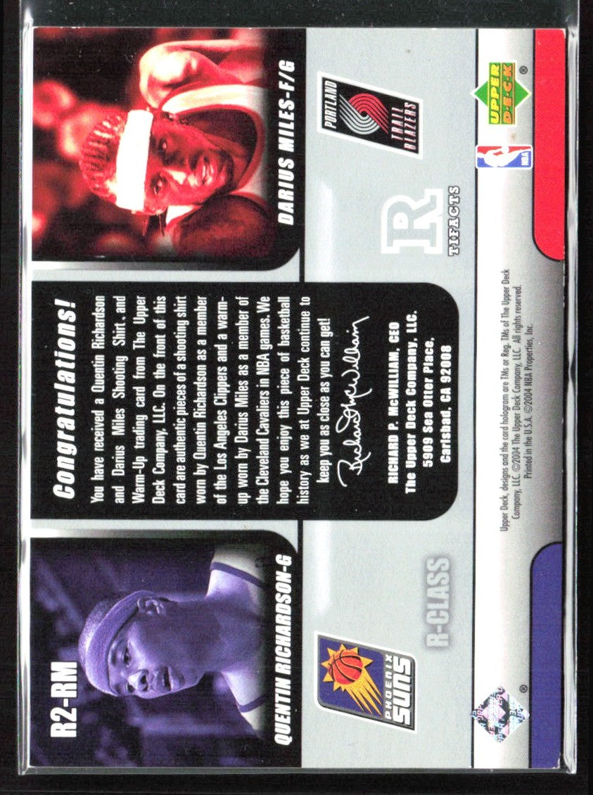Quentin Richardson/Darius Miles 2004 Upper Deck R-Class R-Tifacts Dual Jersey