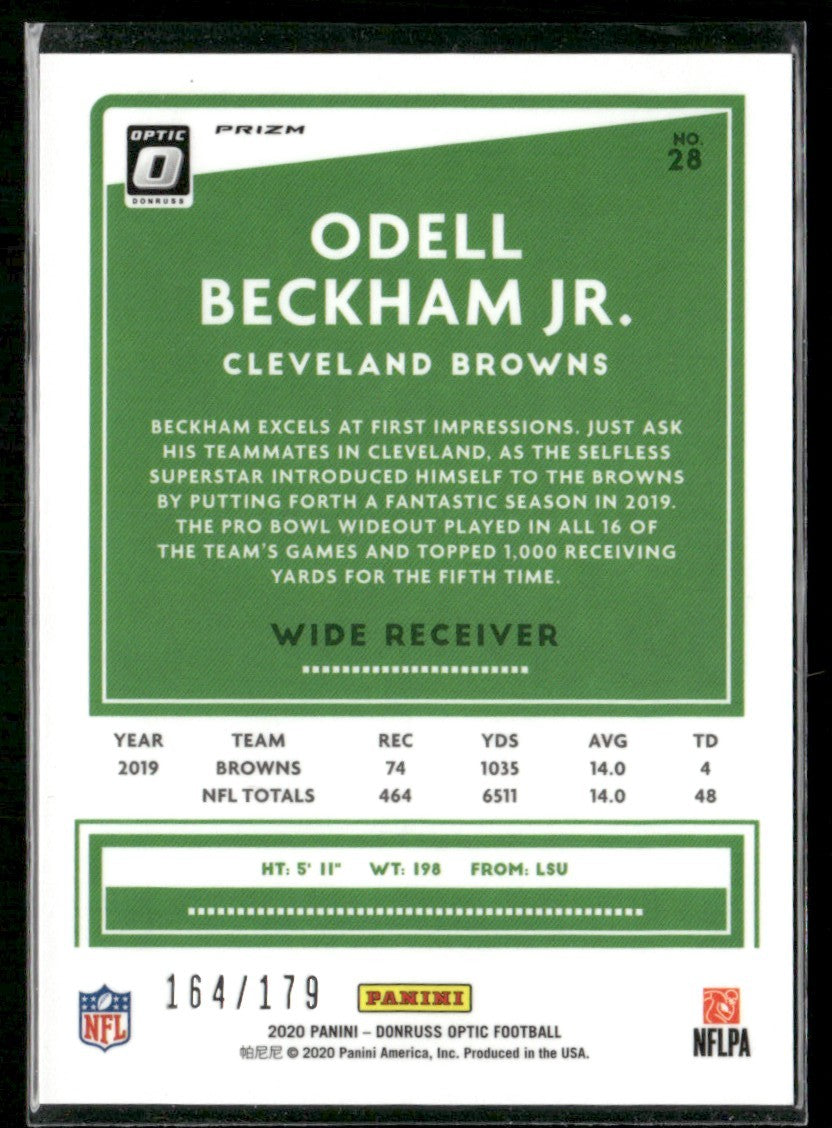 Odell Beckham Jr. 2020 Donruss Optic Blue Prizm /179 #28 Cleveland Browns