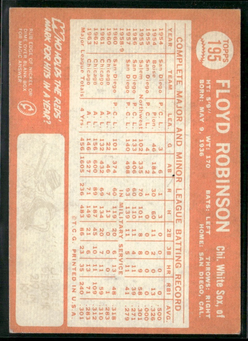 Floyd Robinson 1964 Topps #195 Chicago White Sox