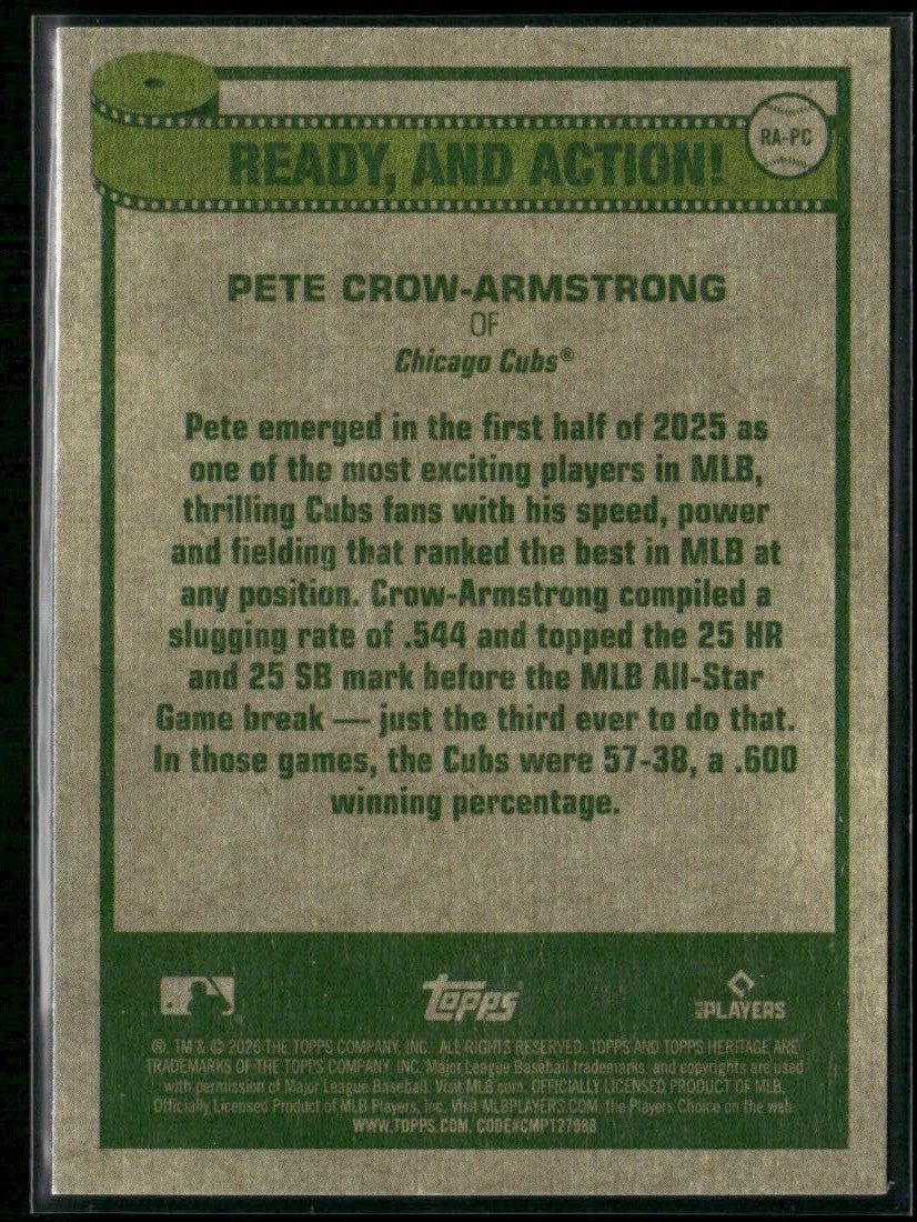 Pete Crow-Armstrong 2026 Topps Heritage Ready and Action #RA-PC Chicago Cubs