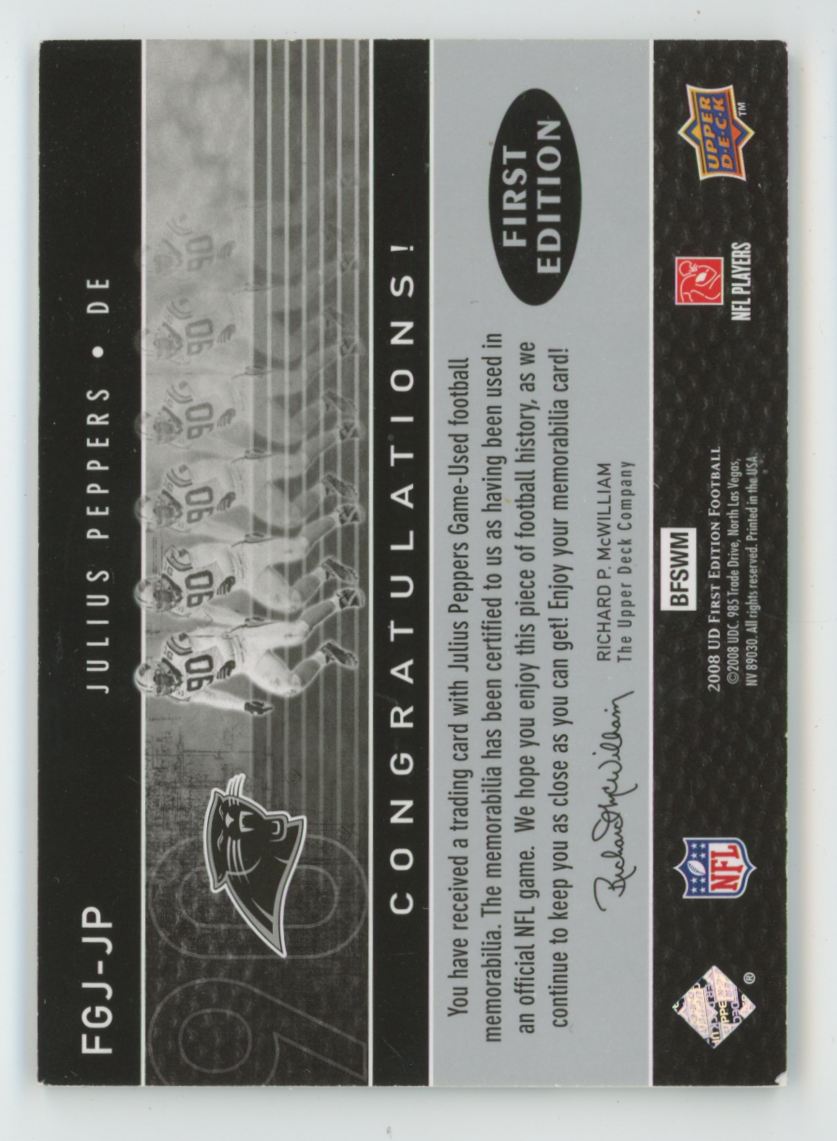 Julius Peppers 2008 Upper Deck Game Jersey #FGJ-JP Carolina Panthers