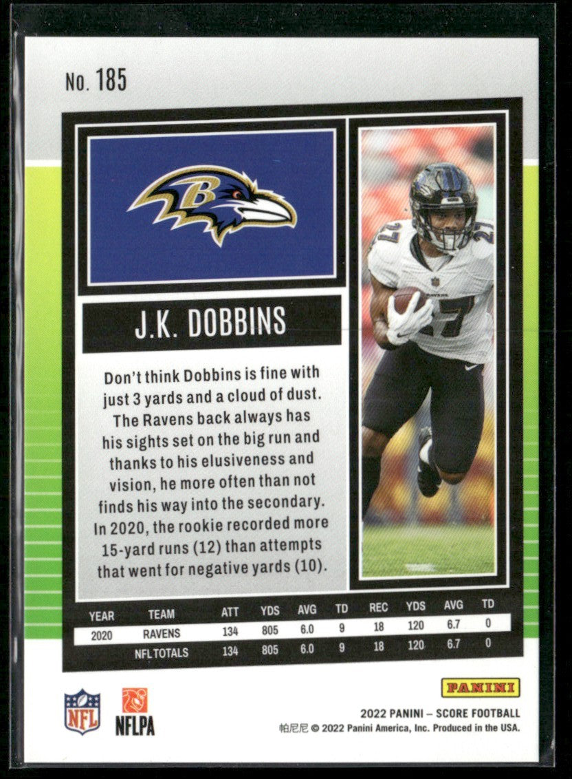 J.K. Dobbins 2022 Score Dots Gold /225 #185 Baltimore Ravens