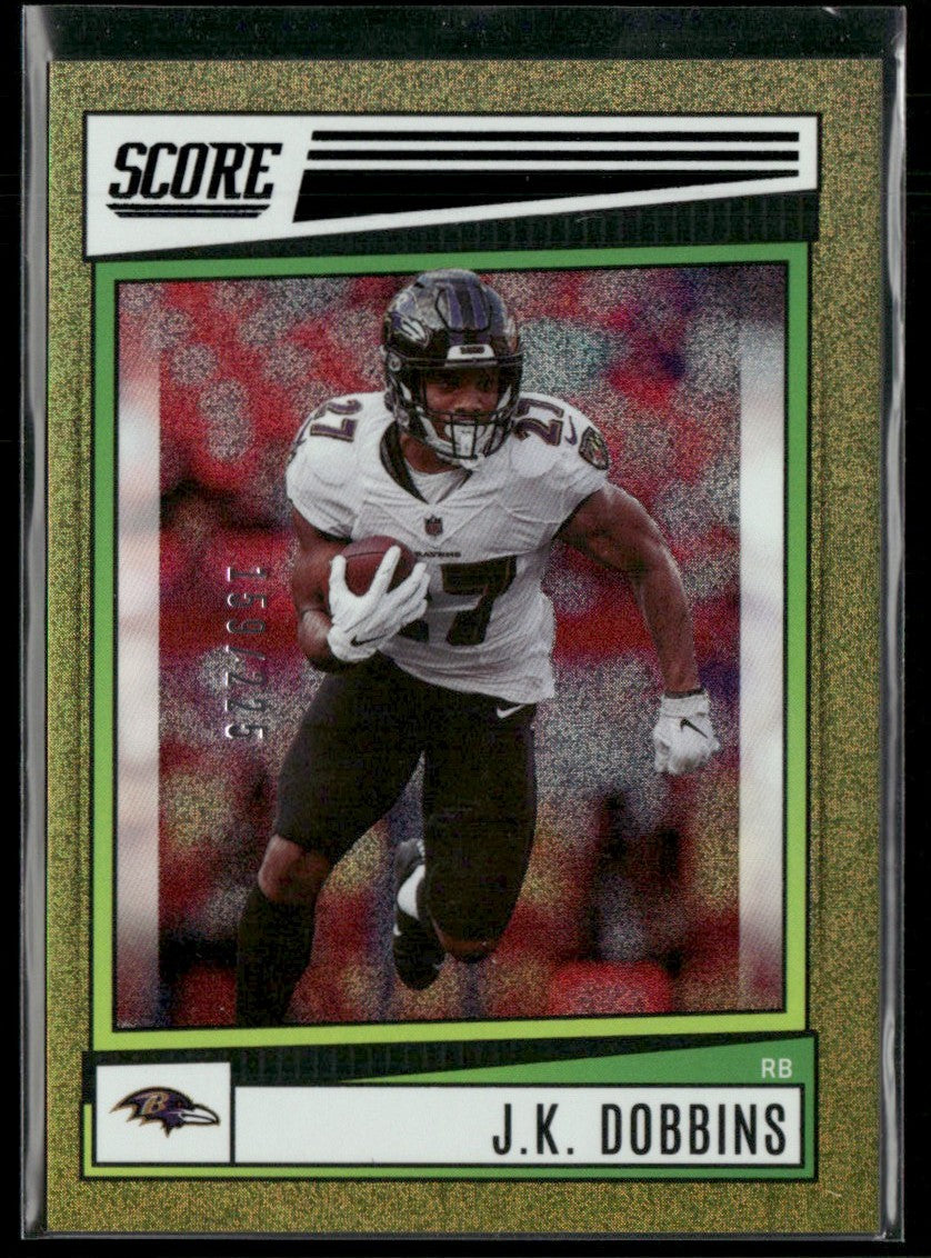 J.K. Dobbins 2022 Score Dots Gold /225 #185 Baltimore Ravens