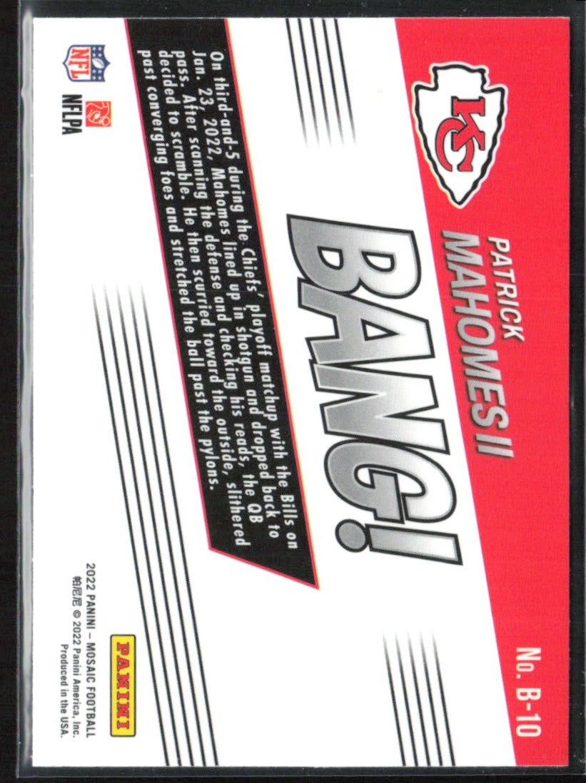 Patrick Mahomes II 2022 Panini Mosaic Bang! #B-10 Kansas City Chiefs