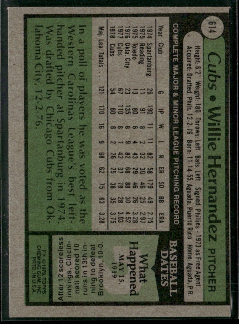 Willie Hernandez 1979 Topps #614 Chicago Cubs