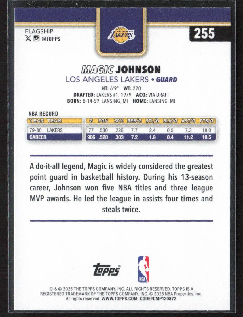 Magic Johnson 2025 Topps Holofoil #255 Los Angeles Lakers