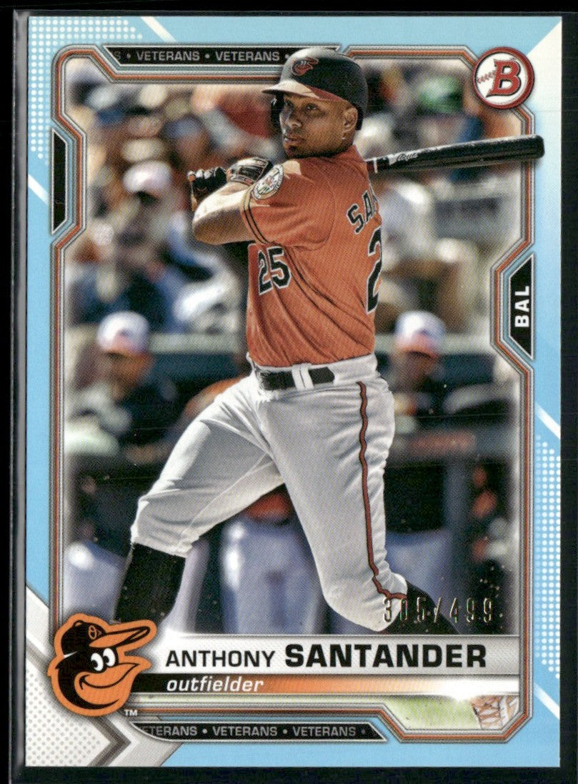 Anthony Santander 2021 Bowman Sky Blue /499 #3 Baltimore Orioles