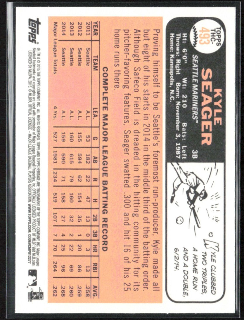 Kyle Seager 2015 Topps Heritage Retail Foil #THC-493 Seattle Mariners