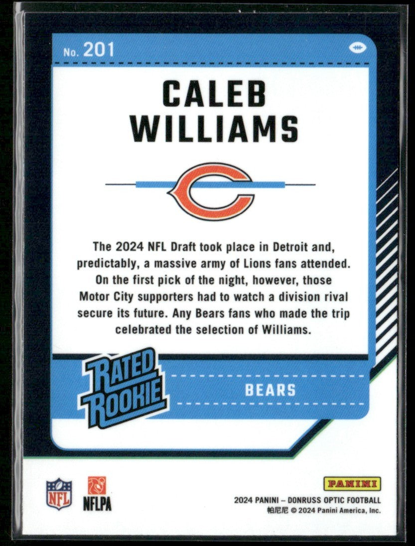 Caleb Williams 2024 Donruss Optic RC #201 Chicago Bears