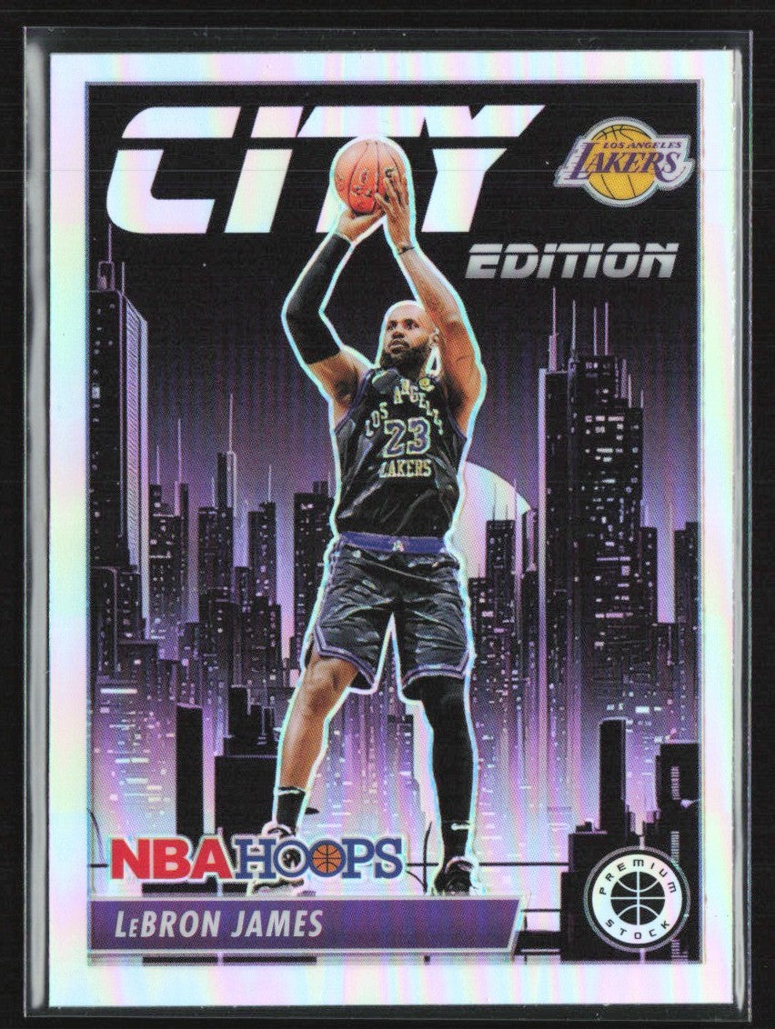 LeBron James 2023 Panini NBA Hoops Premium Stock City Edition Silver Prizm #15