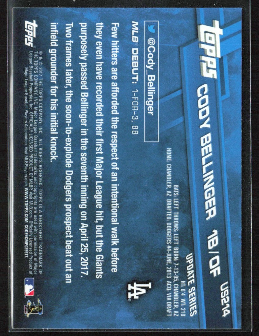 Cody Bellinger 2017 Topps Update RC #US214 Los Angeles Dodgers