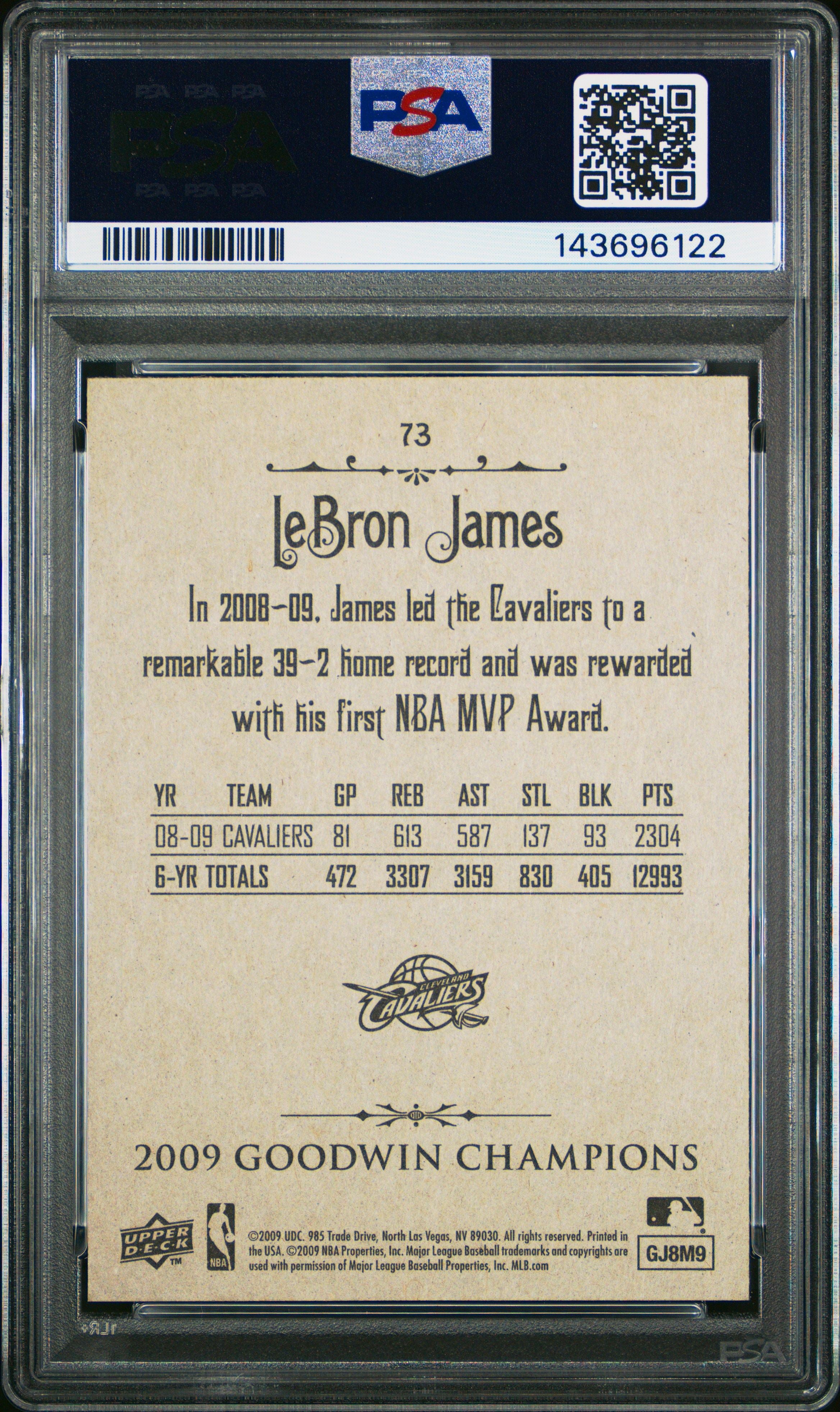 Lebron James 2009 Goodwin Champions psa 10 #73 Cleveland Cavaliers