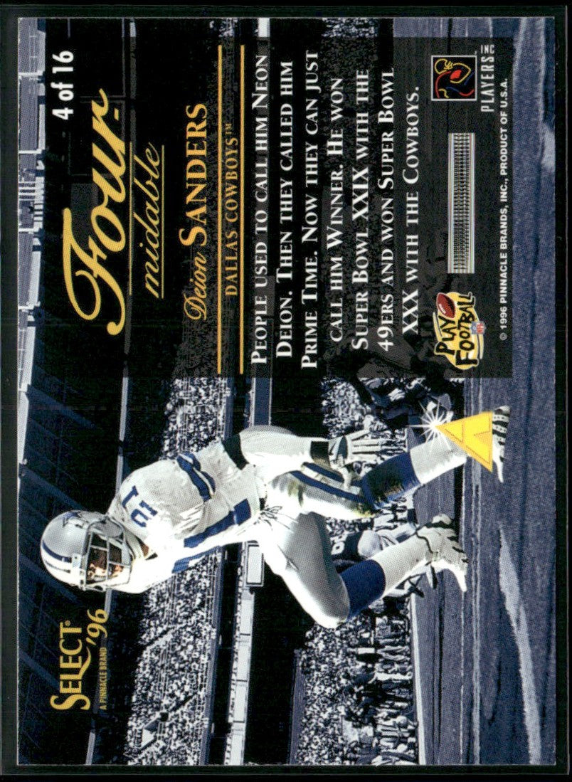 Deion Sanders 1996 Select Four Midable #4 Dallas Cowboys