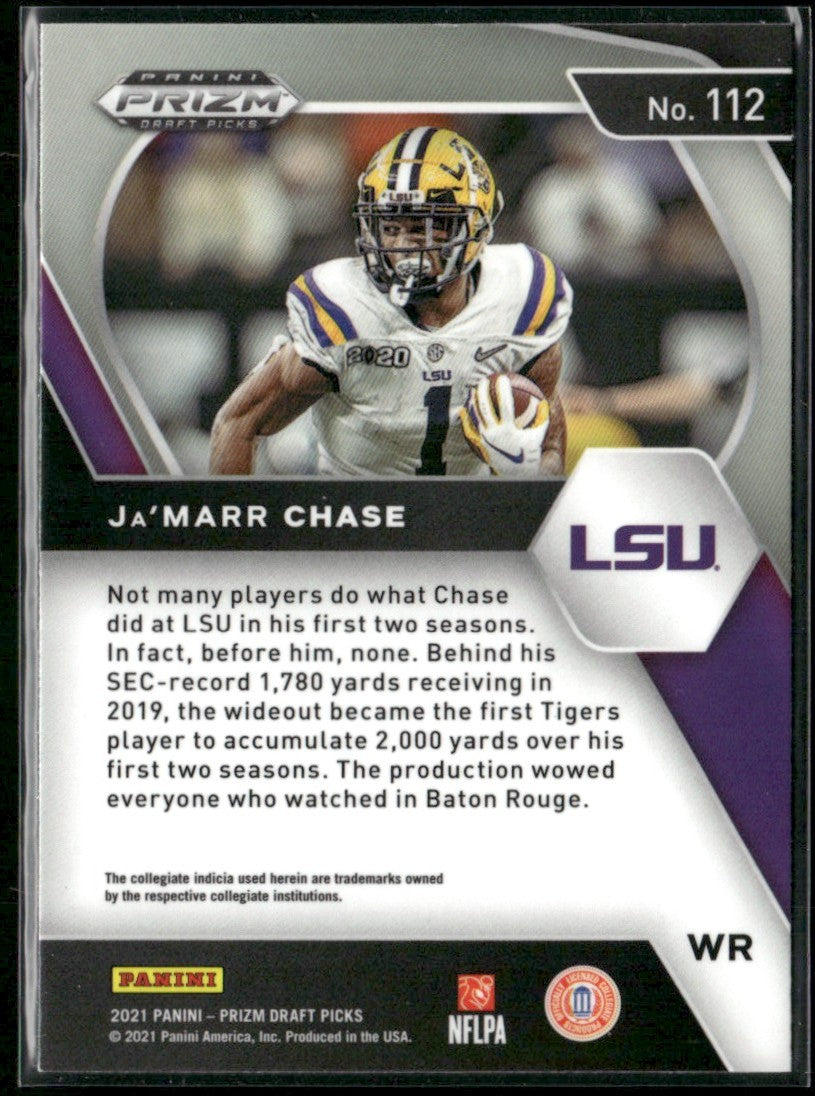 Ja'Marr Chase 2021 Panini Prizm Draft Picks RC #112 Cincinnati Bengals