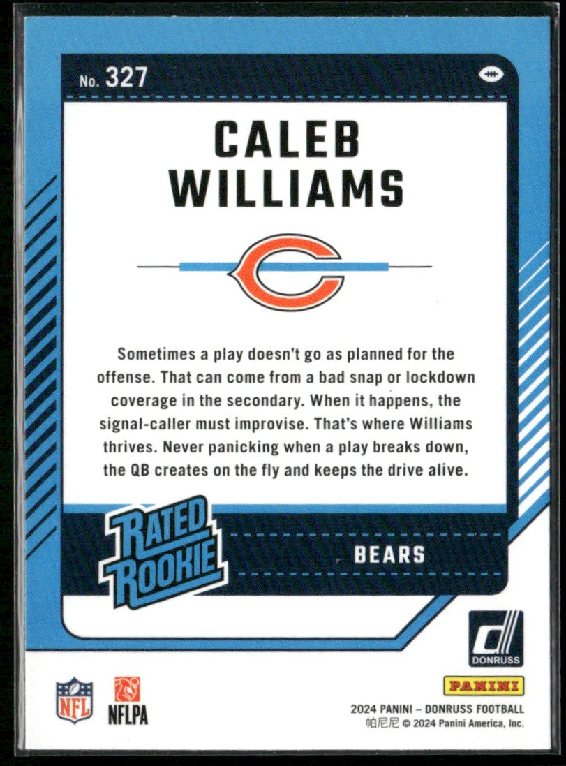 Caleb Williams 2024 Panini Donruss Rated Rookie RC #327 Chicago Bears