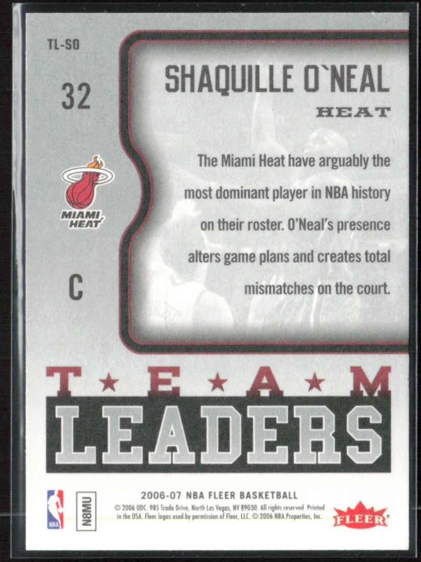 Shaquille O'Neal 2006 Fleer Team Leaders #TL-SO Miami Heat