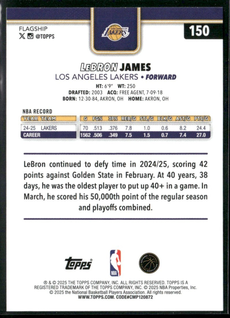 LeBron James 2025 Topps #150 Los Angeles Lakers