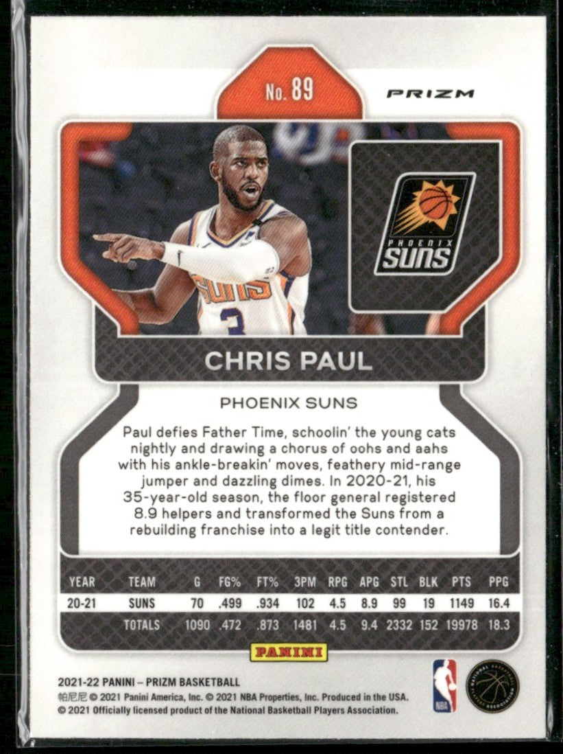Chris Paul 2021 Panini Prizm Red Cracked Ice #89 Phoenix Suns