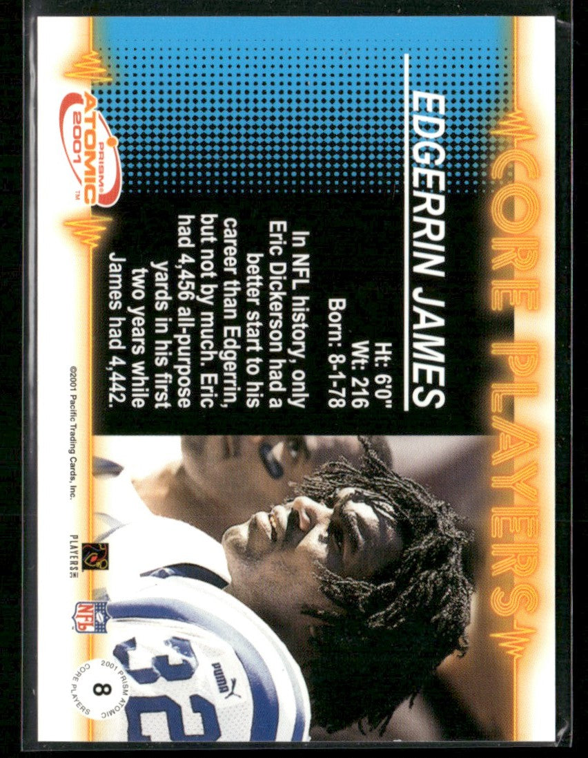 Edgerrin James 2001 Pacific Prism Atomic Core Players #8 Indianapolis Colts