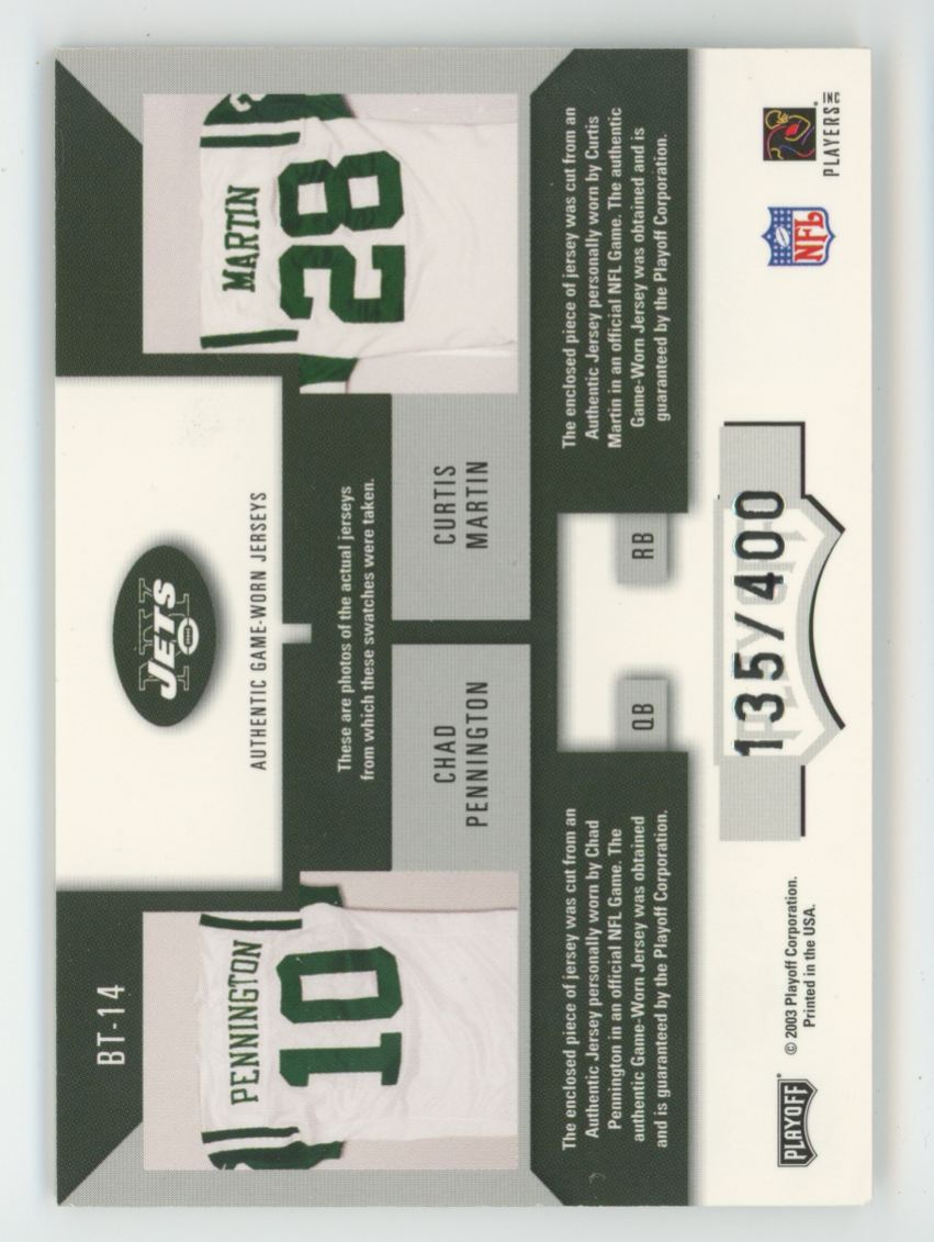 Chad Pennington/Curtis Martin 2003 Playoff Prestige Backfield Tandems /400