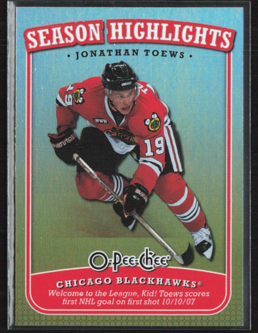 Jonathan Toews 2008 O-Pee-Chee Season Highlights #SH-19 Chicago Blackhawks