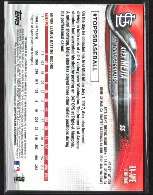 Alex Mejia 2018 Topps Chrome RC AUTO #RA-AME St. Louis Cardinals