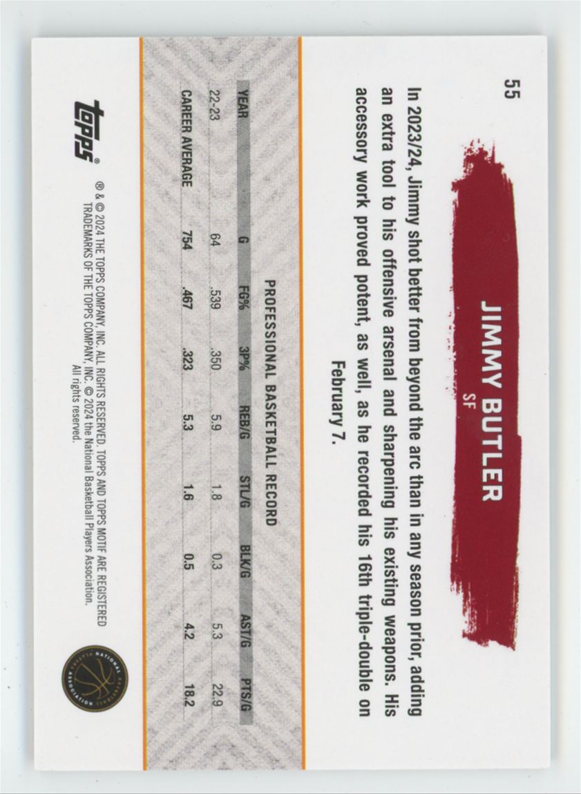Jimmy Butler 2024 Topps Motif Gallery Certification /99 #55 Miami Heat