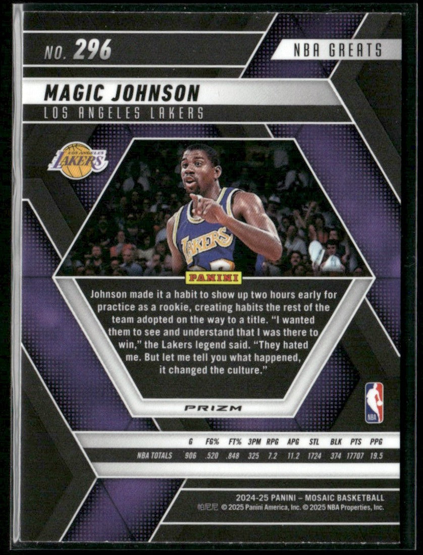 Magic Johnson 2024 Panini Mosaic Green #296 Los Angeles Lakers