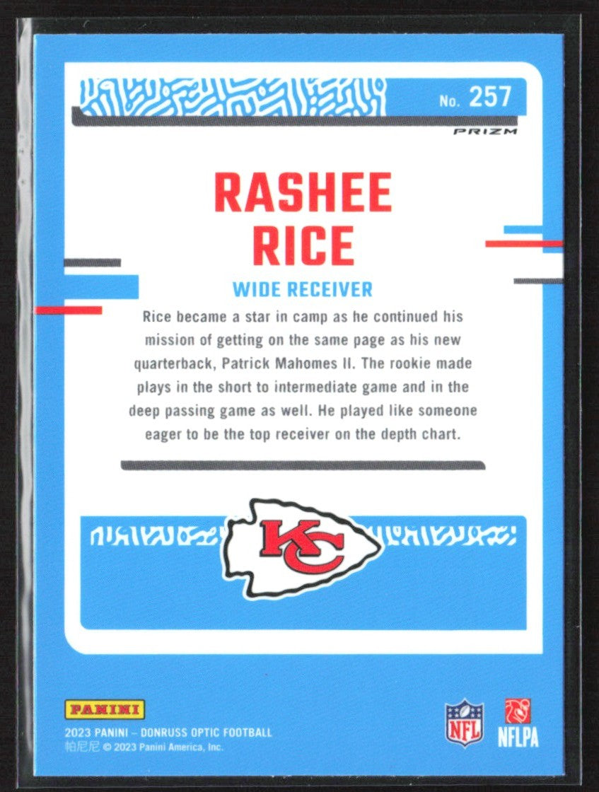 Rashee Rice 2023 Donruss Optic Blue Hyper RC #257 Kansas City Chiefs