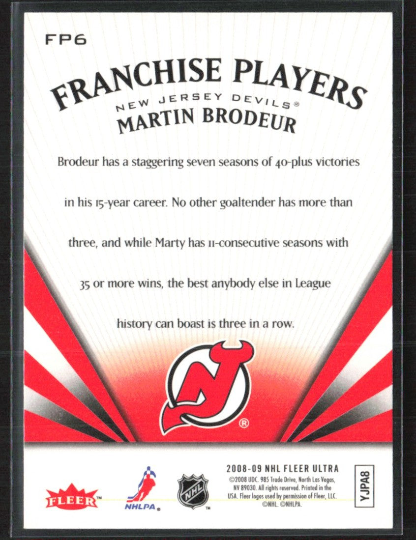 Martin Brodeur 2008 Fleer Ultra Franchise Players #FP6 New Jersey Devils
