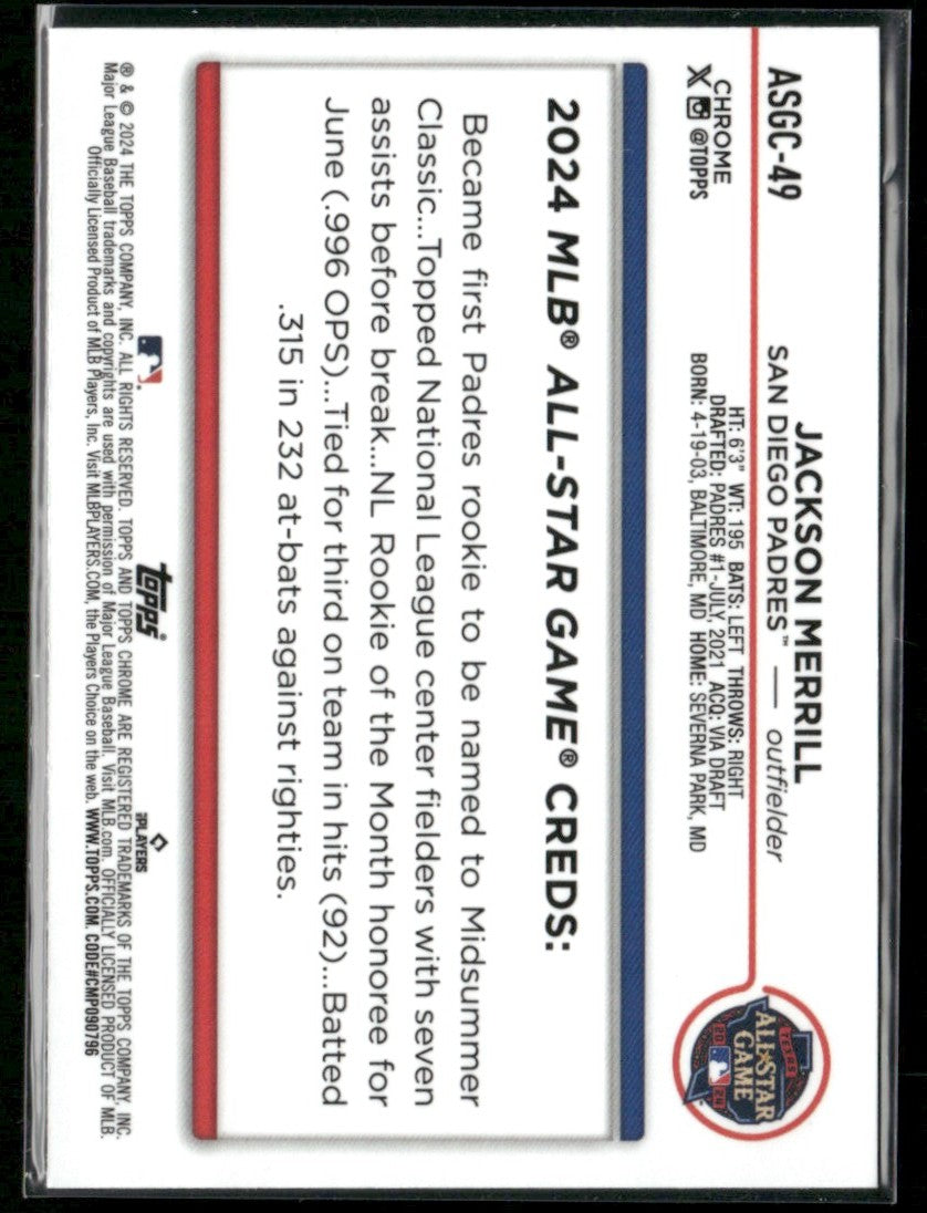 Jackson Merrill 2024 Topps Chrome Update All Star Game RC #ASGC-49